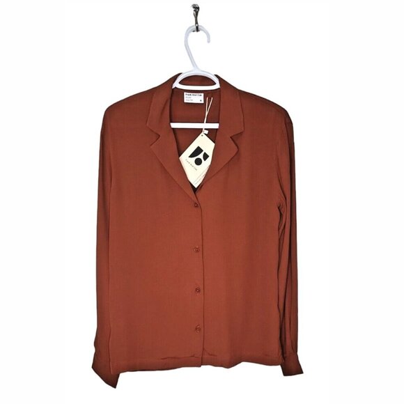 Frank And Oak Women's Size XS Long Sleeve Camp Collar Blouse - Picture 2 of 9